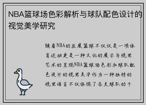 NBA篮球场色彩解析与球队配色设计的视觉美学研究
