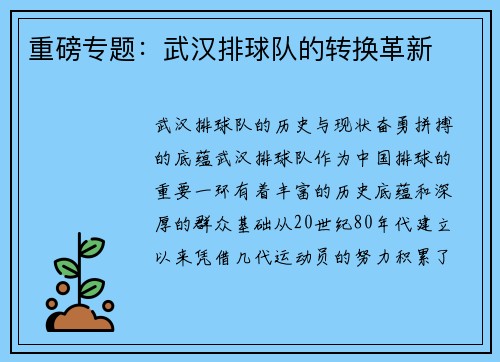 重磅专题：武汉排球队的转换革新