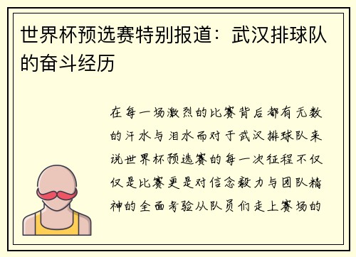 世界杯预选赛特别报道：武汉排球队的奋斗经历